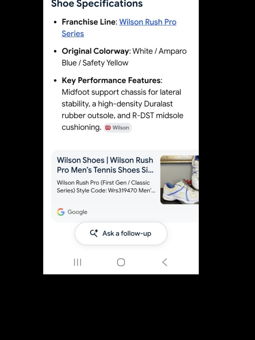 Wilson Rush Pro Women's Tennis Shoe White Sneakers with Blue and Yellow Accents - Picture 13 of 14